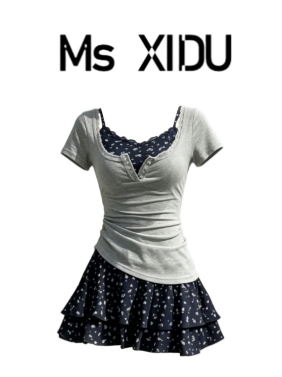 Korean Style A Line Shirt Dress - Set Pakaian Musim Panas Gaya Korea