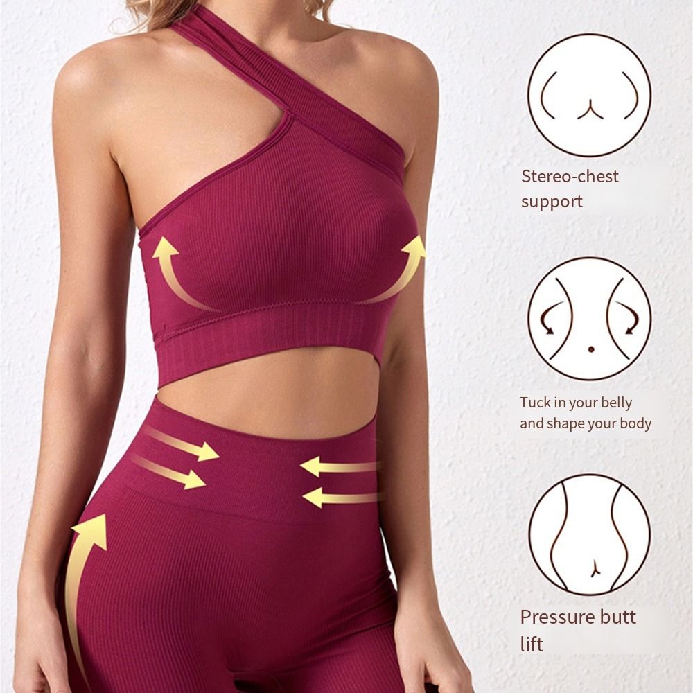 Seamless Ribbed Workout Tank Top - 2Pcs Set Olahraga Wanita Tanpa Jahitan