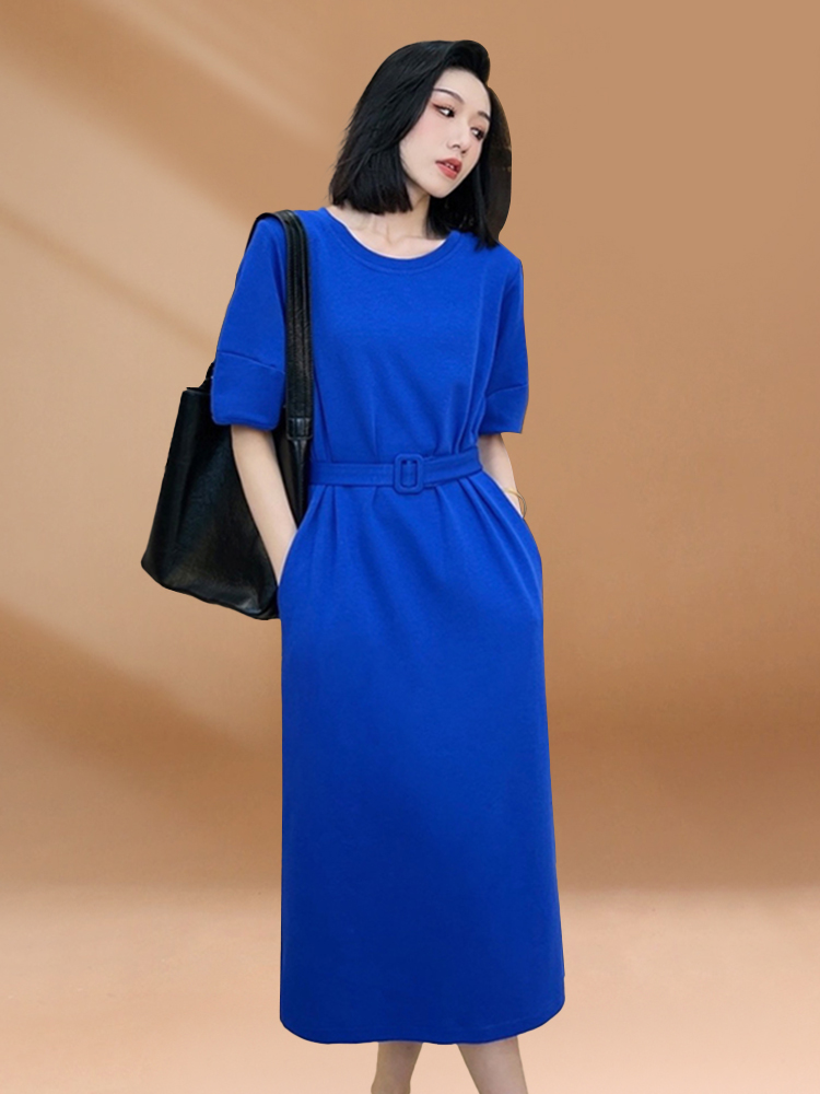 Korean Style A Line Shirt Dress - Gaun T-Shirt Panjang Kasual Musim Panas