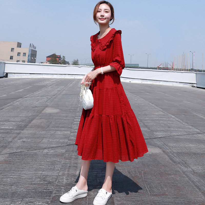 Gaun Ringan Musim Panas Lengan - French Vintage Floral Midi Dress ulasan dan harga