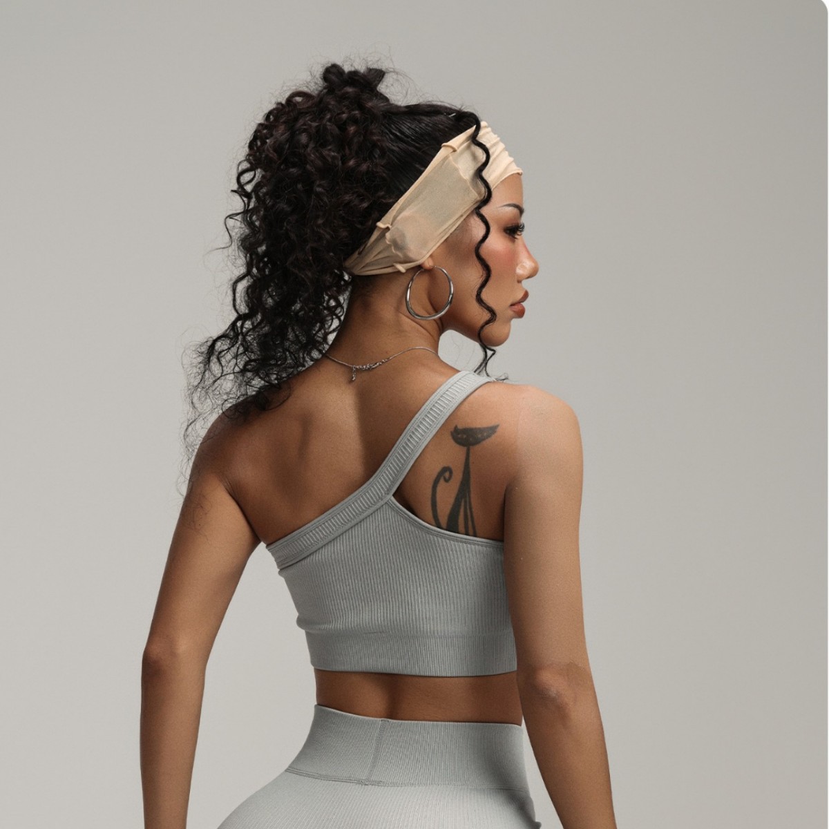 Sport Bra Wanita Satu Bahu Ber - Seamless Ribbed Workout Tank Top ulasan dan harga