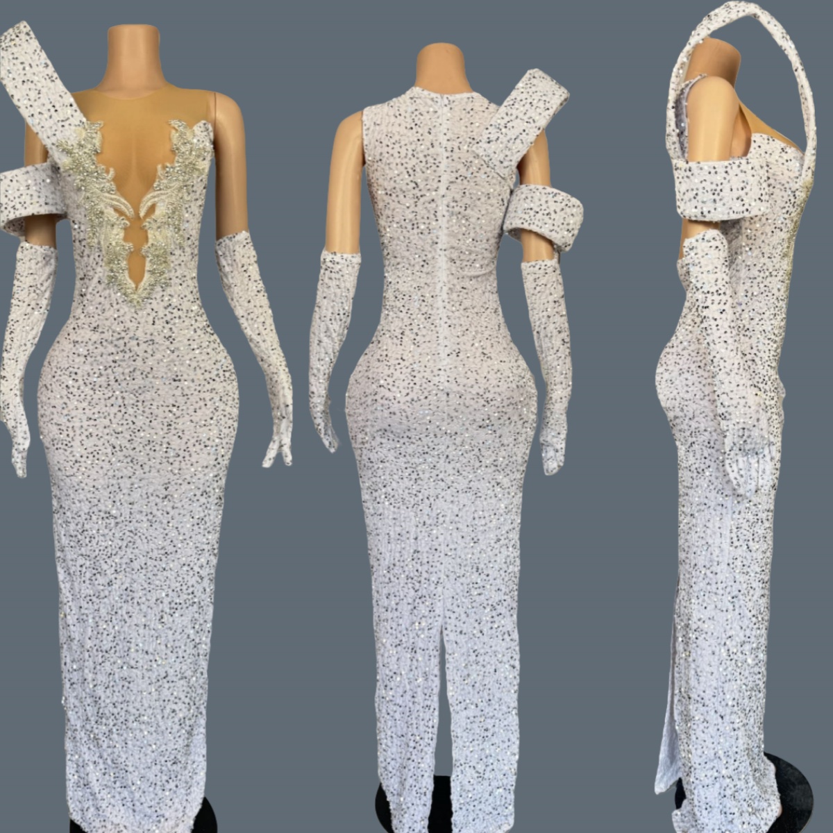 Gaun Panjang Leher V Dalam Ber - Sparkly Rhinestone Club Party Dress ulasan dan harga