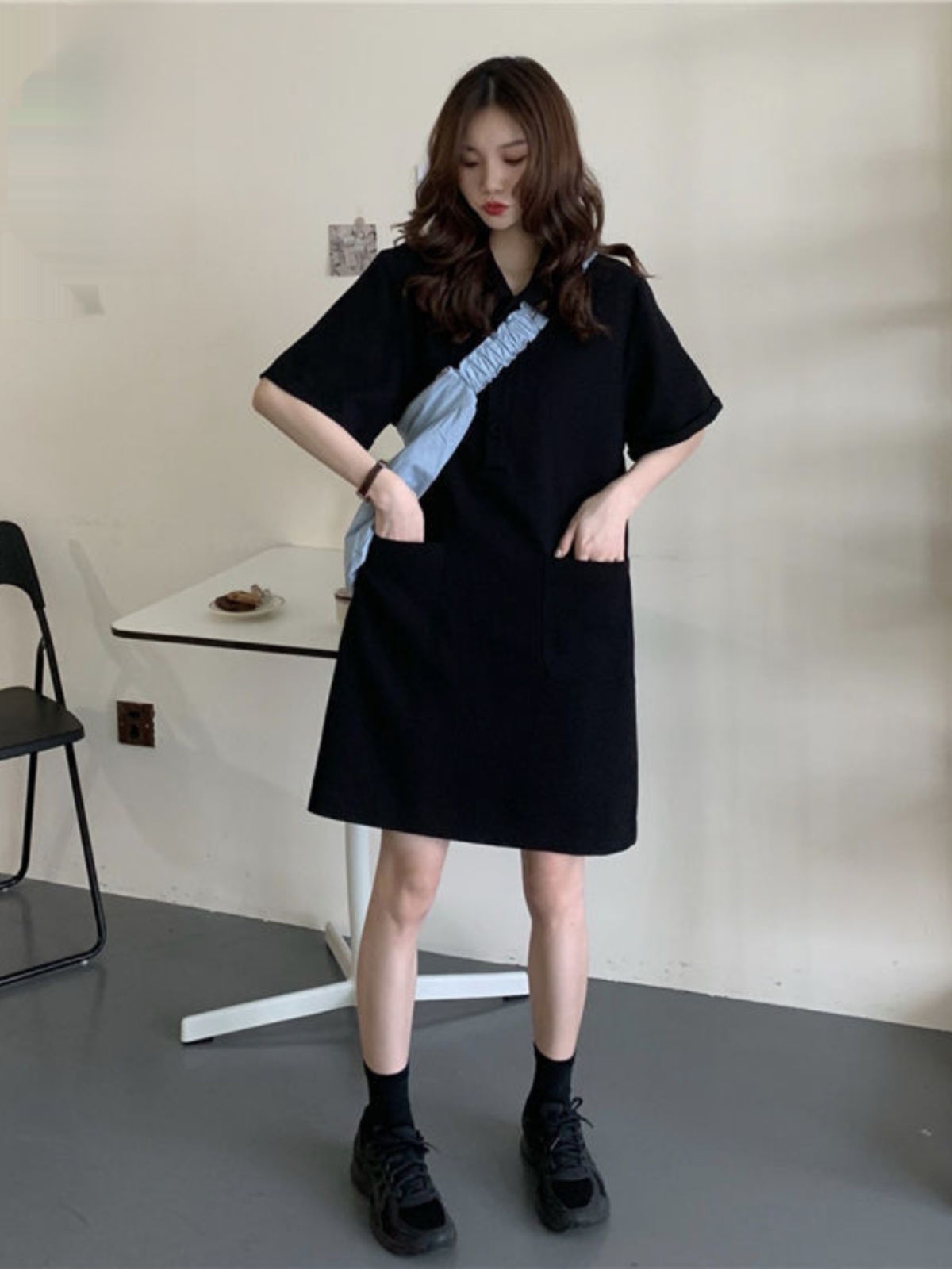 Gaun A-Line Ukuran Besar denga - Korean Style A Line Shirt Dress ulasan dan harga