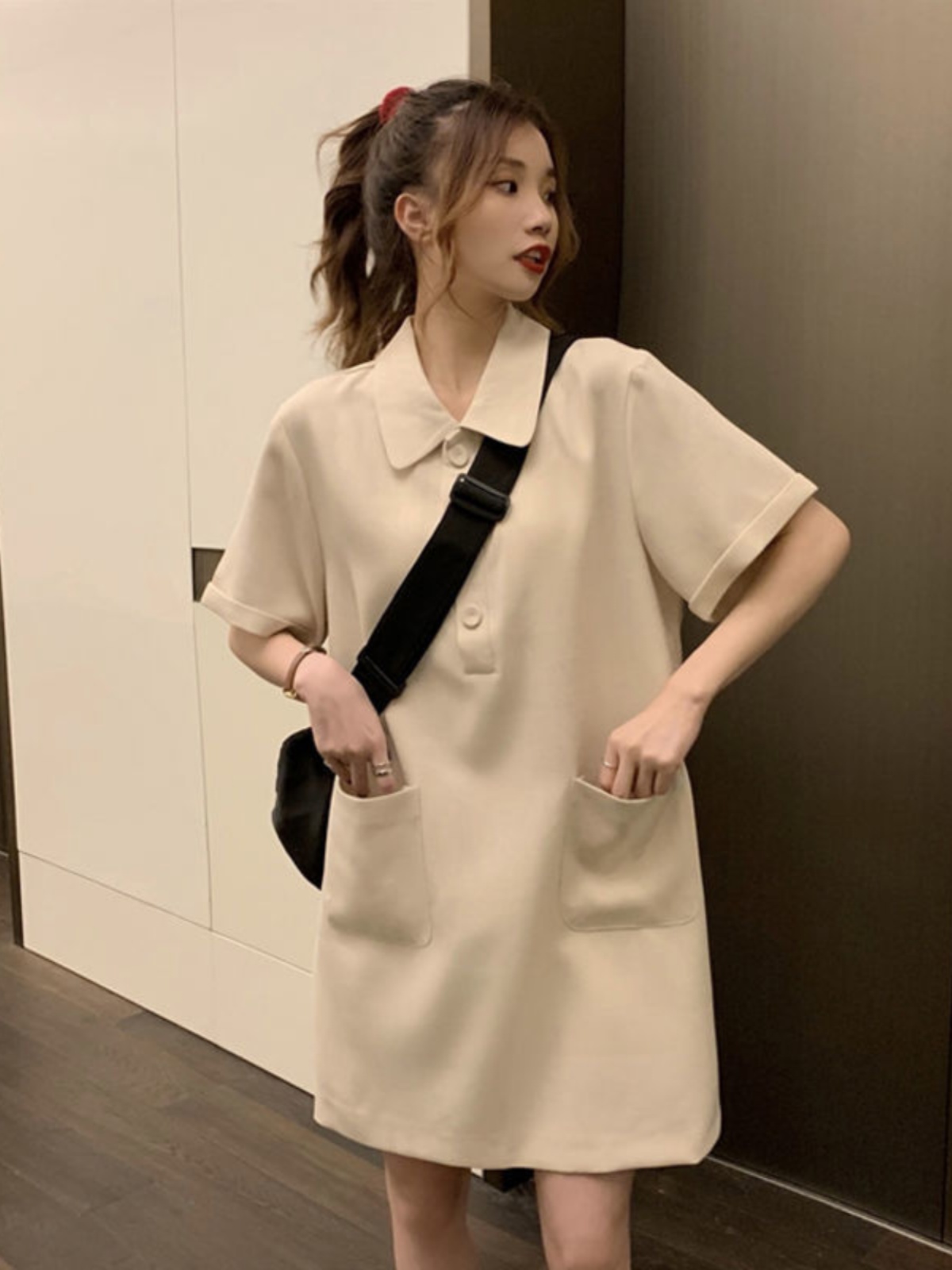 Gaun A-Line Ukuran Besar denga - Korean Style A Line Shirt Dress ulasan dan harga