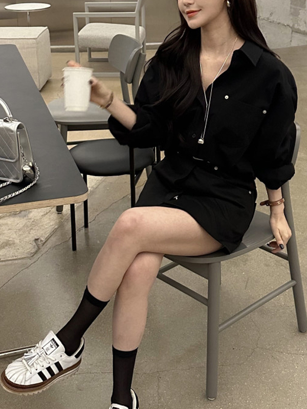 Gaun Kemeja Putih Wanita Model - Korean Style A Line Shirt Dress ulasan dan harga