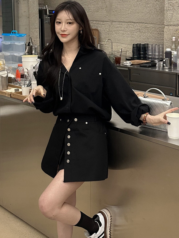 Gaun Kemeja Putih Wanita Model - Korean Style A Line Shirt Dress ulasan dan harga