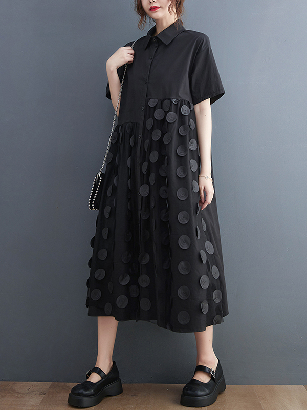 Gaun Kemeja Musim Panas Modis  - Korean Style A Line Shirt Dress ulasan dan harga