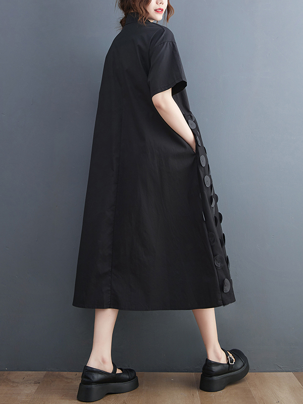 Gaun Kemeja Musim Panas Modis  - Korean Style A Line Shirt Dress ulasan dan harga