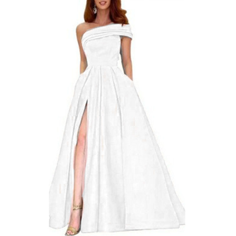 Gaun Malam Satin Elegan Tanpa  - Elegant Satin Evening Gown Split ulasan dan harga