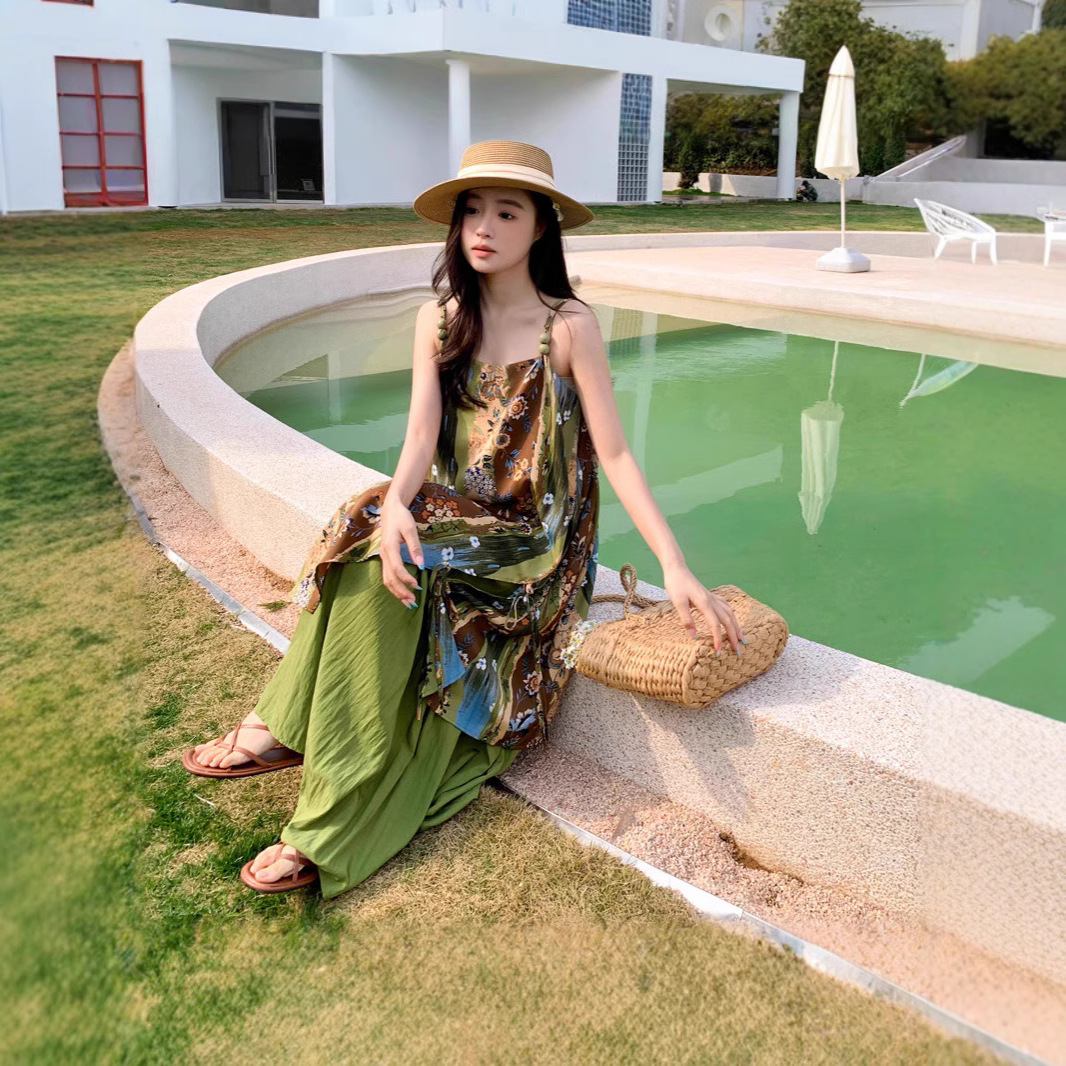 Gaun Maxi Wanita Motif Bunga B - Boho Summer Beach Maxi Dress ulasan dan harga