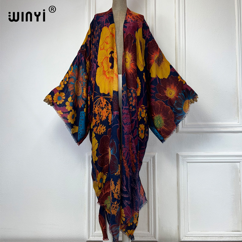 WINYI Gaun Kimono Maxi Musim P - Boho Summer Beach Maxi Dress ulasan dan harga