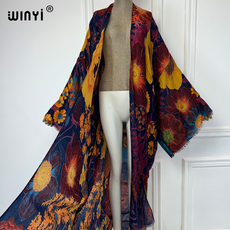 WINYI Gaun Kimono Maxi Musim P - Boho Summer Beach Maxi Dress ulasan dan harga
