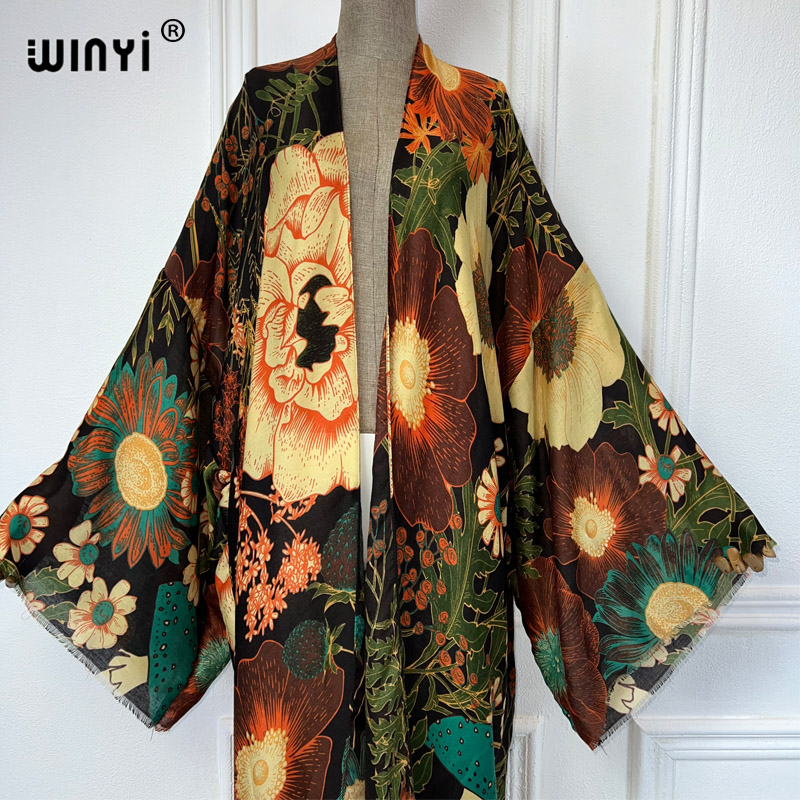 WINYI Gaun Kimono Maxi Musim P - Boho Summer Beach Maxi Dress ulasan dan harga