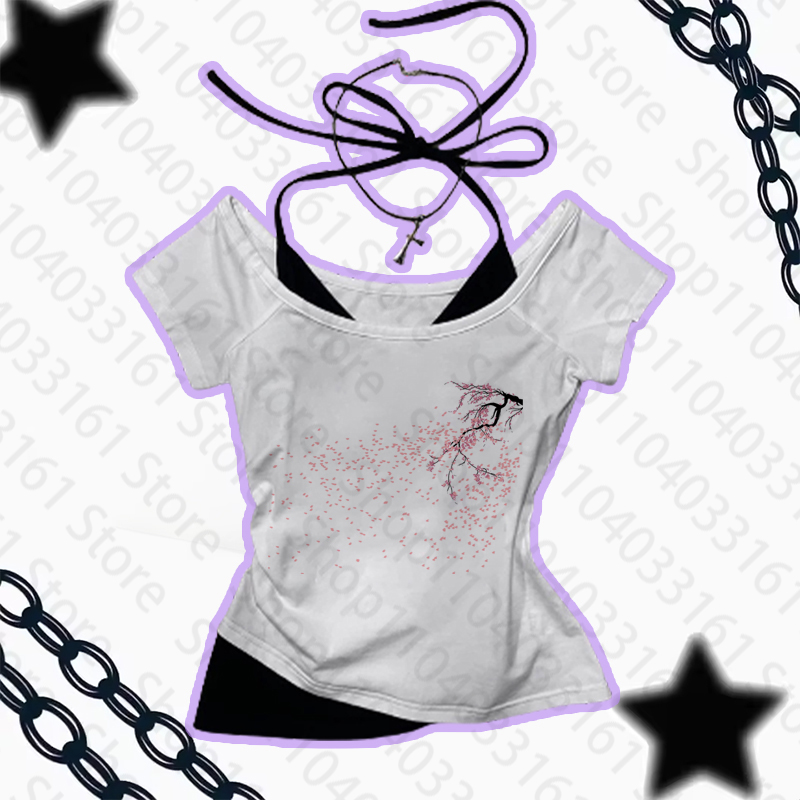 Kaos Baby Tee Estetika Gothic  - Y2K Graphic Baby Tee Crop ulasan dan harga