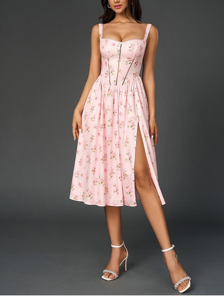 Gaun Midi Wanita NewAsia Bermo - French Vintage Floral Midi Dress ulasan dan harga