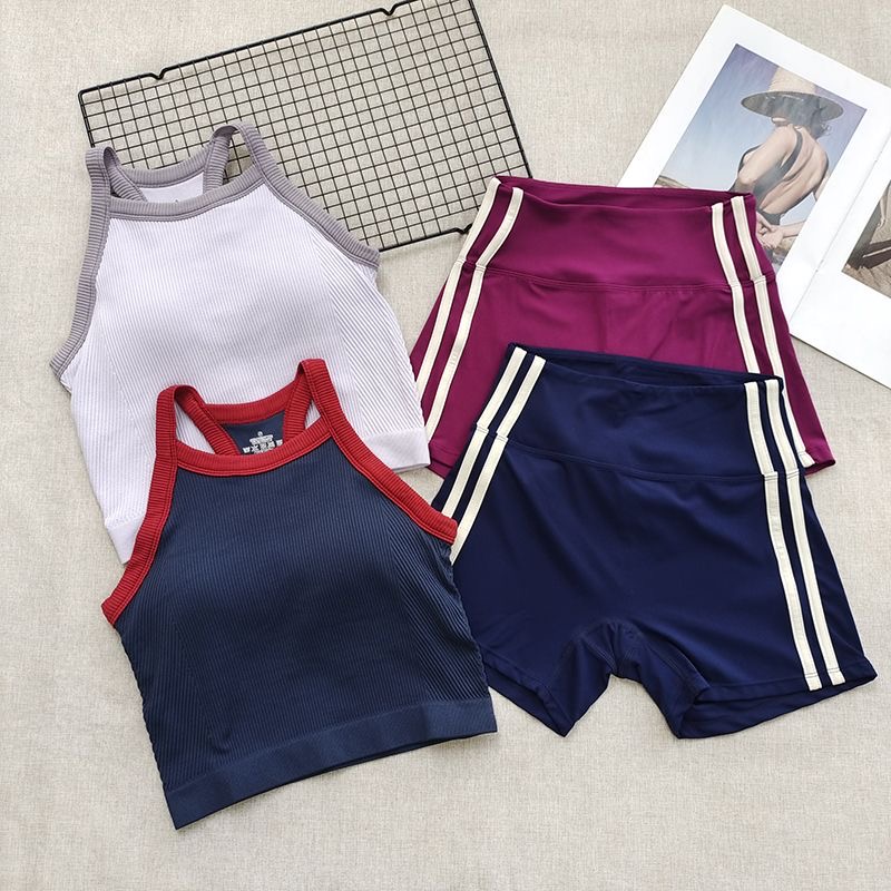 Set Olahraga Wanita Bergaris 2 - Seamless Ribbed Workout Tank Top ulasan dan harga