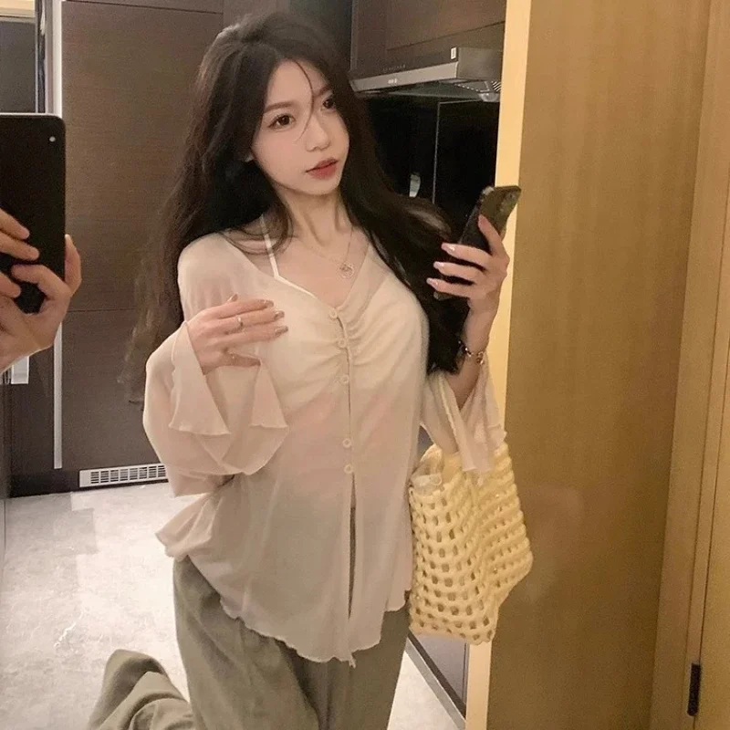 Blus Lengan Lebar Model Sheer  - Blouses ulasan dan harga