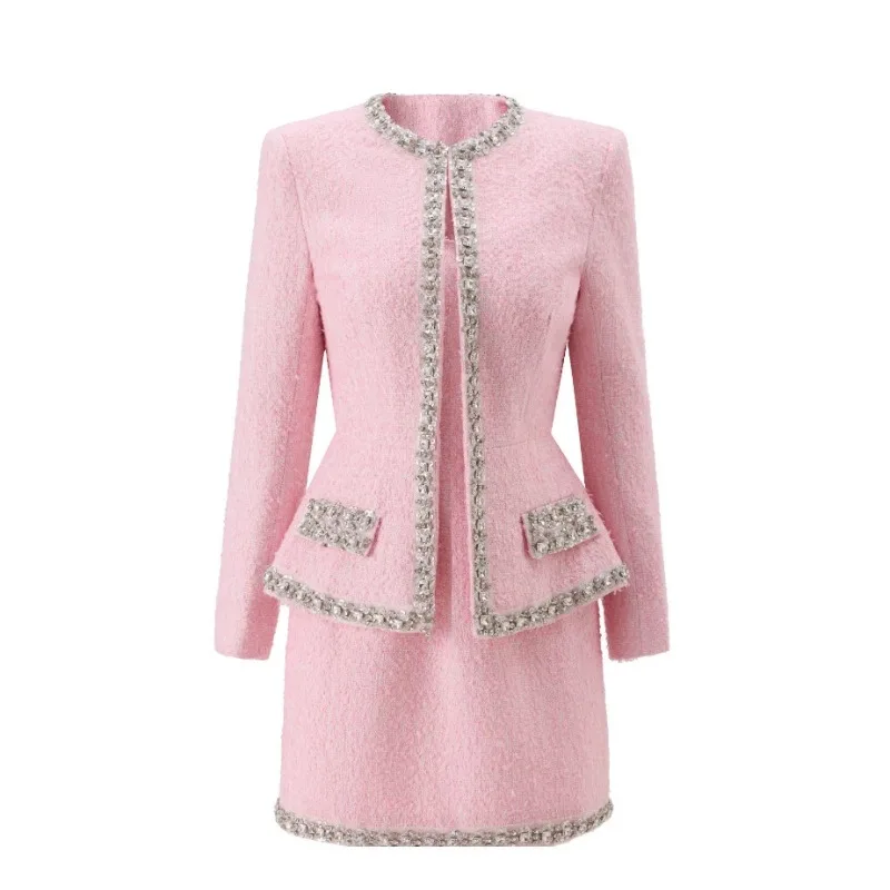 Setelan Wanita Dua Potong Twee - Tweed Two Piece Blazer Dress ulasan dan harga