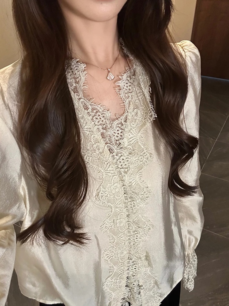 XZY Chic Lace Lace Patchwork S - Korean Style A Line Shirt Dress ulasan dan harga