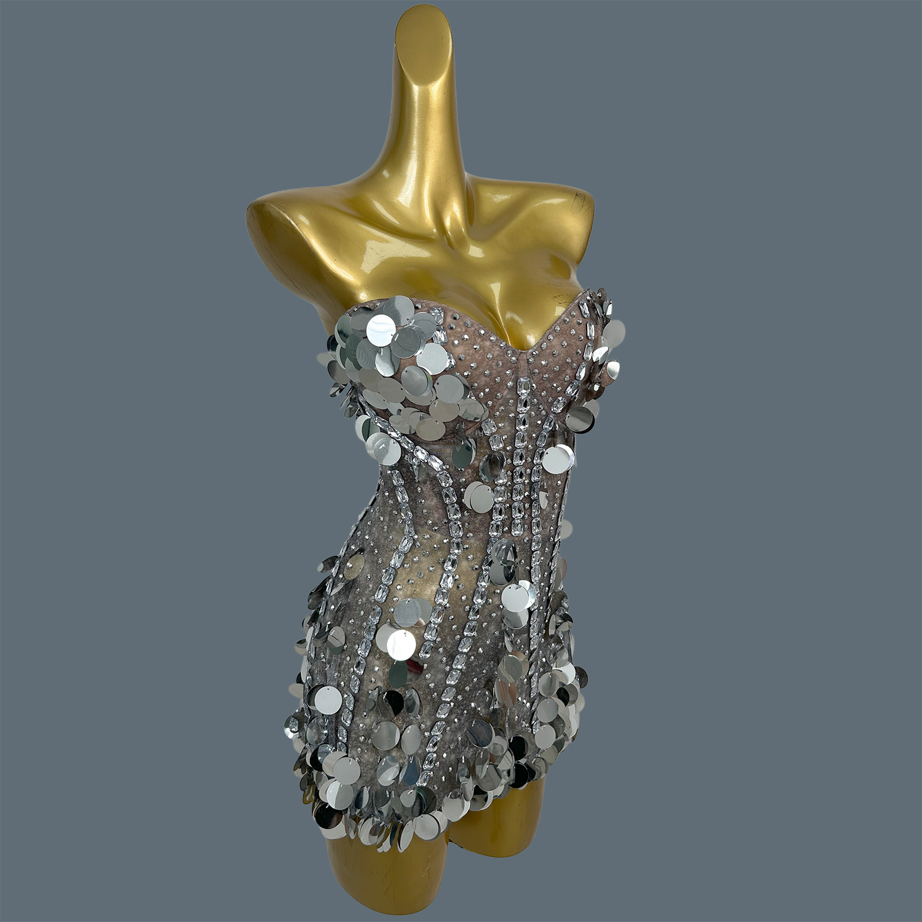 Gaun Mini Berkilau dengan Hias - Sparkly Rhinestone Club Party Dress ulasan dan harga