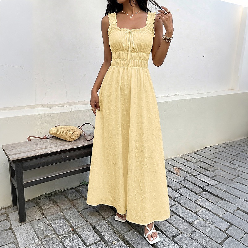 Gaun Musim Panas Tanpa Lengan  - Boho Summer Beach Maxi Dress ulasan dan harga