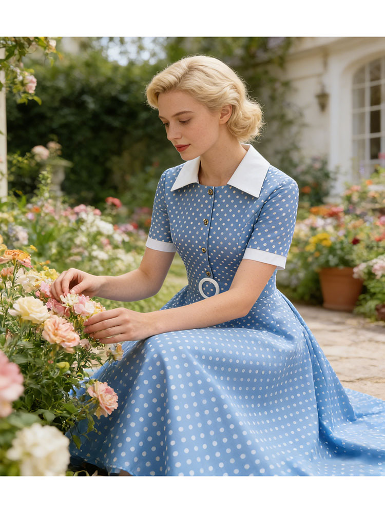Gaun Musim Panas Wanita Vintag - French Vintage Floral Midi Dress ulasan dan harga