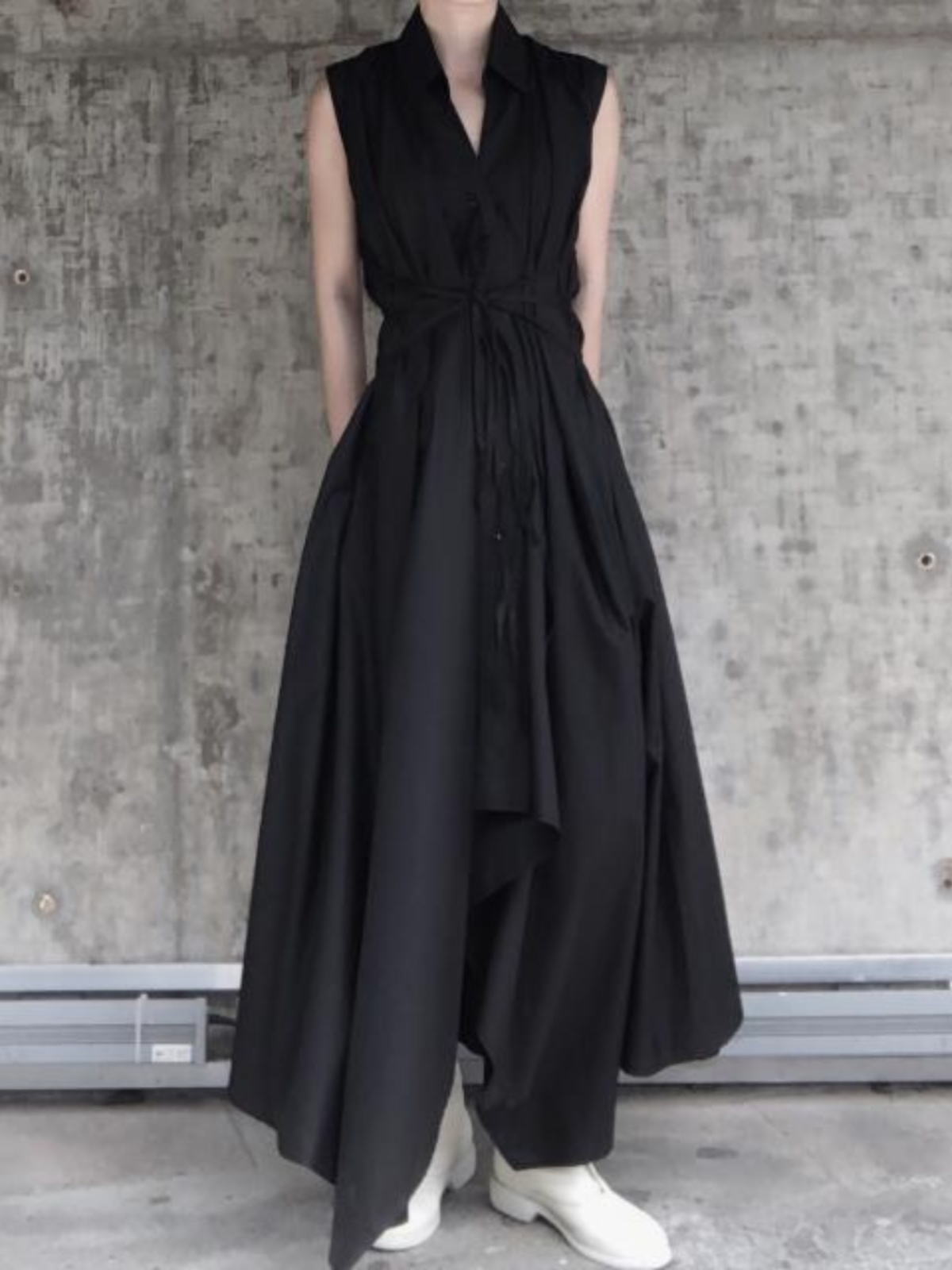 Gaun Kemeja Ultra Panjang Mode - Korean Style A Line Shirt Dress ulasan dan harga