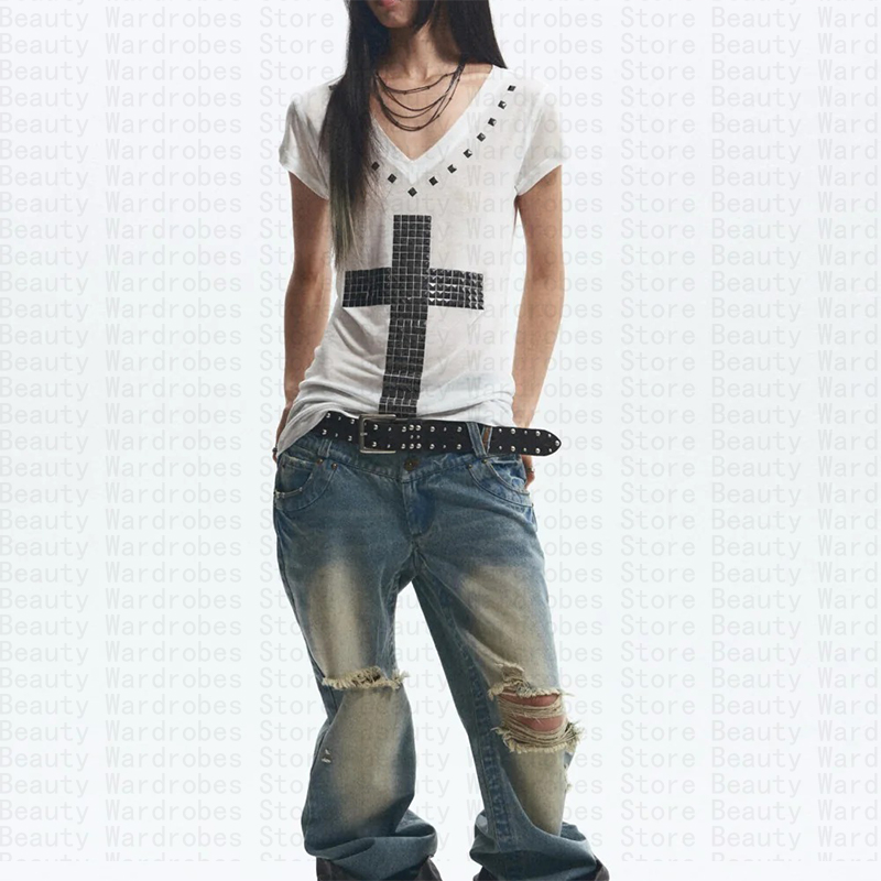 Atasan Unik Rock Goth Atasan C - Y2K Graphic Baby Tee Crop ulasan dan harga
